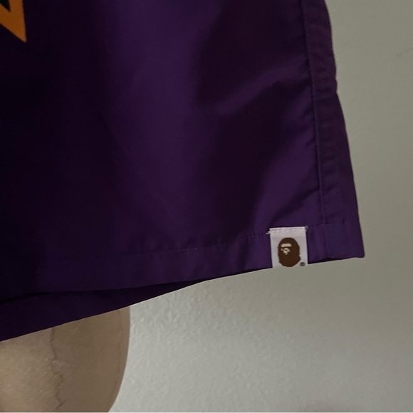 BAPE Purple Tiger SHORTS sz M Bathing Ape Japan Polyester Elastic Waist - Picture 2 of 12